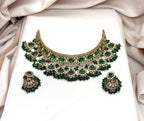 Premium Victorian Choker With Small Green Onyx Stones