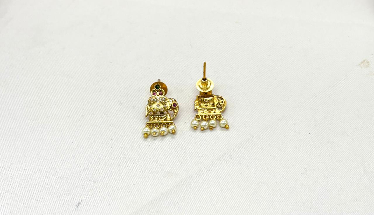 Gold finishing Short Necklace Elephant Designed