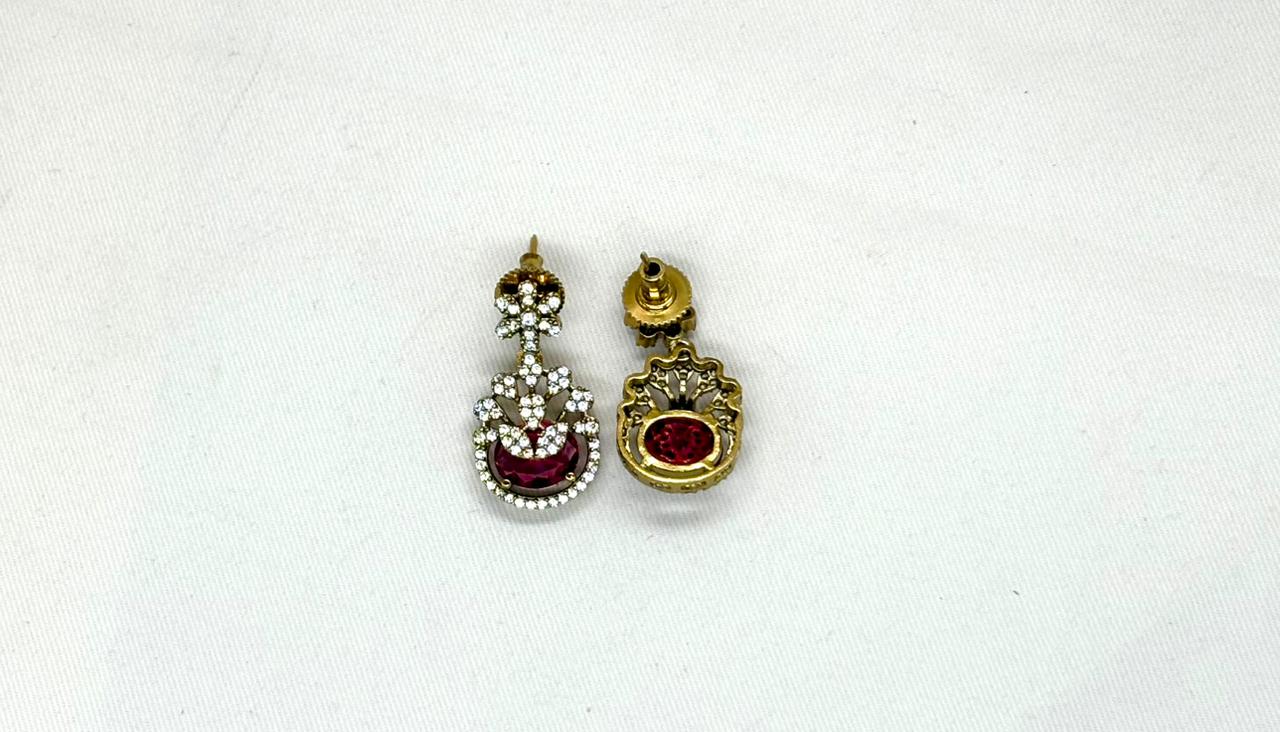 Mehndi finishing short Red stone Necklace