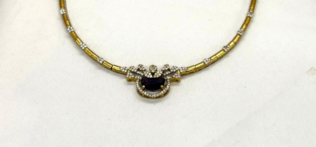 Mehndi finishing short Purple stone Necklace