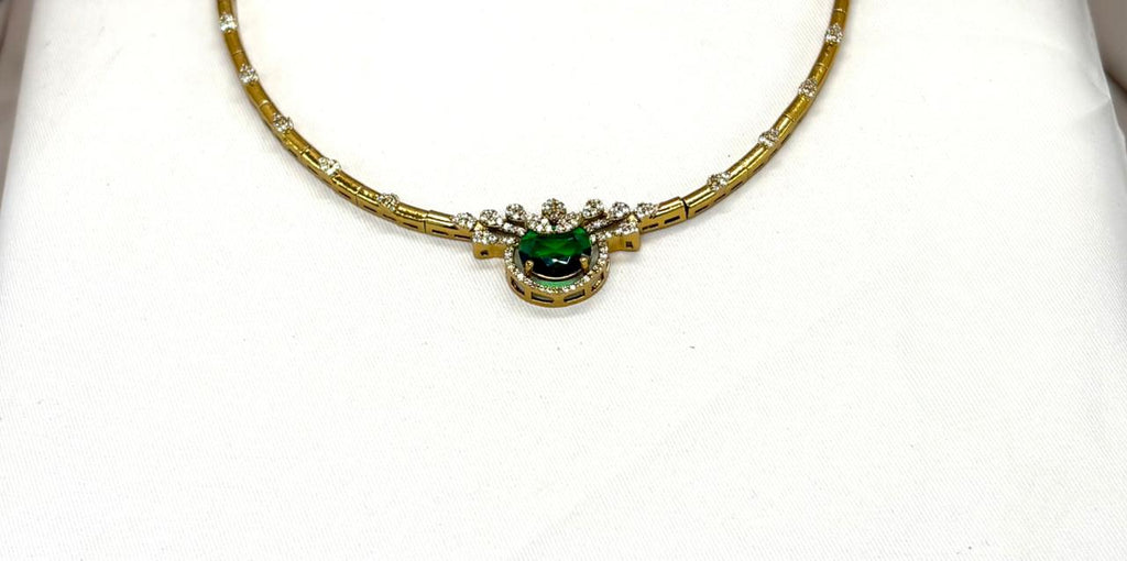 Mehndi finishing short Green stone Necklace
