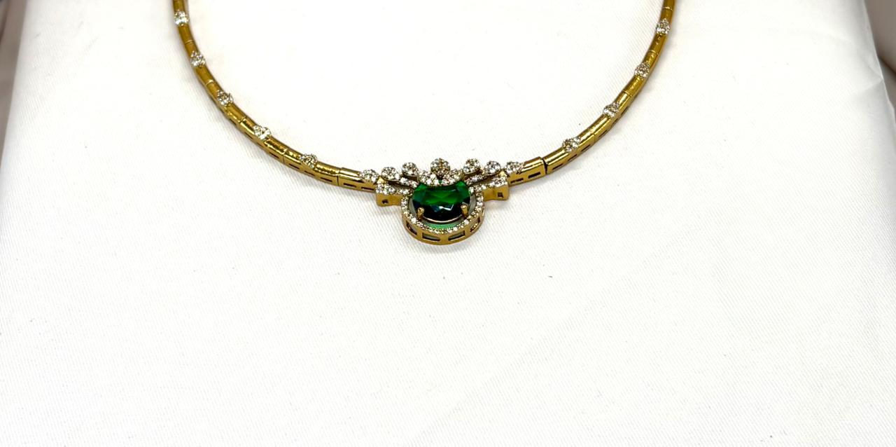 Mehndi finishing short Green stone Necklace
