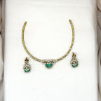 Mehndi finishing short Mint-Green stone Necklace