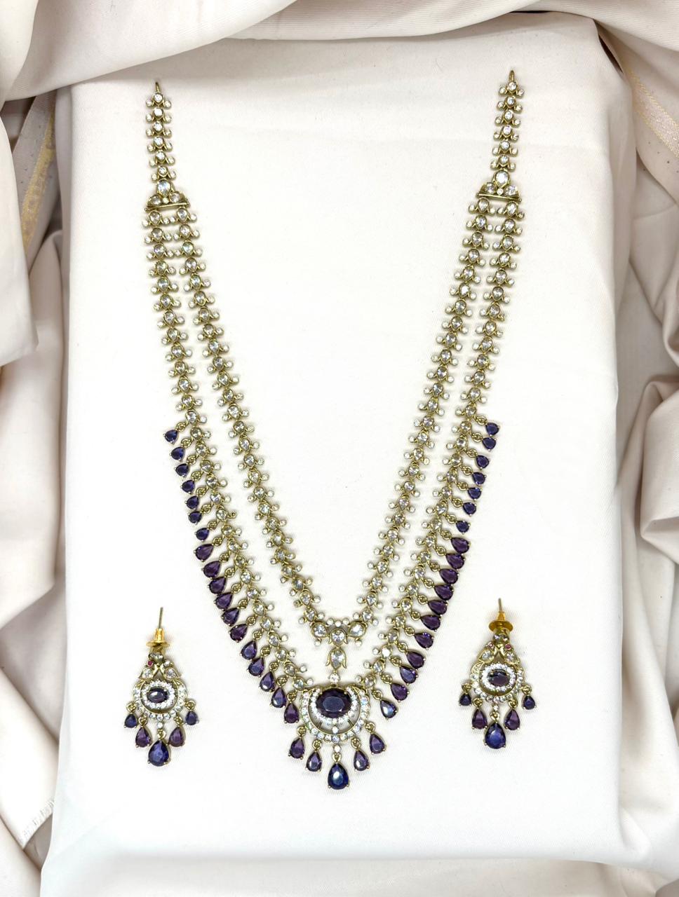 Victorian Purple Stone's Two steps Long Necklace