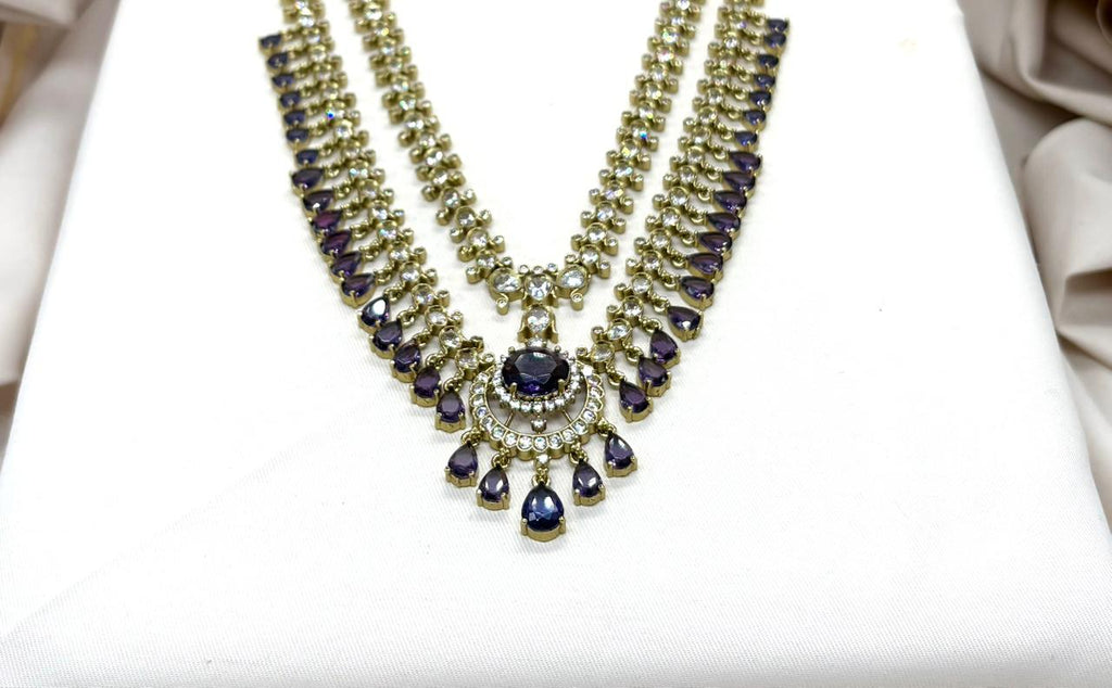 Victorian Purple Stone's Two steps Long Necklace