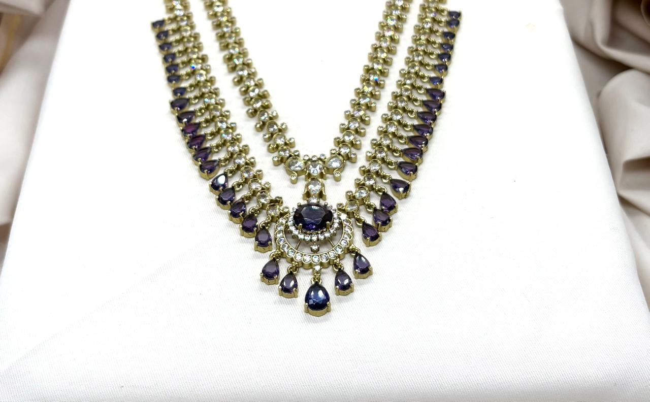 Victorian Purple Stone's Two steps Long Necklace
