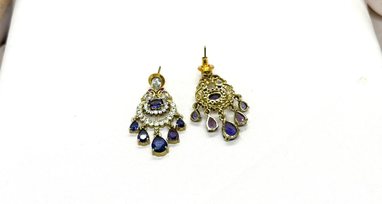Victorian Purple Stone's Two steps Long Necklace