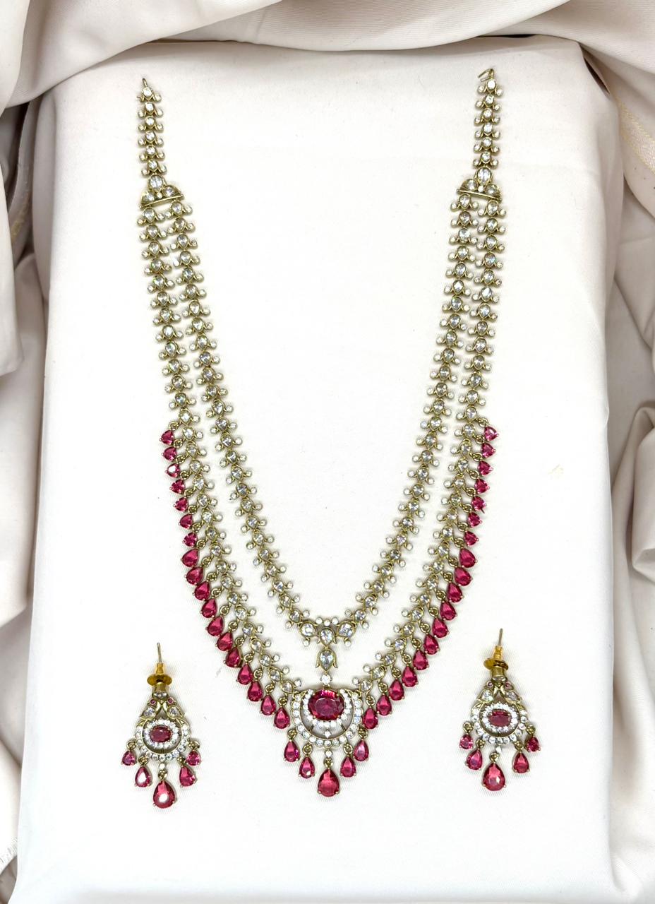 Victorian Red Stone's Two steps Long Necklace