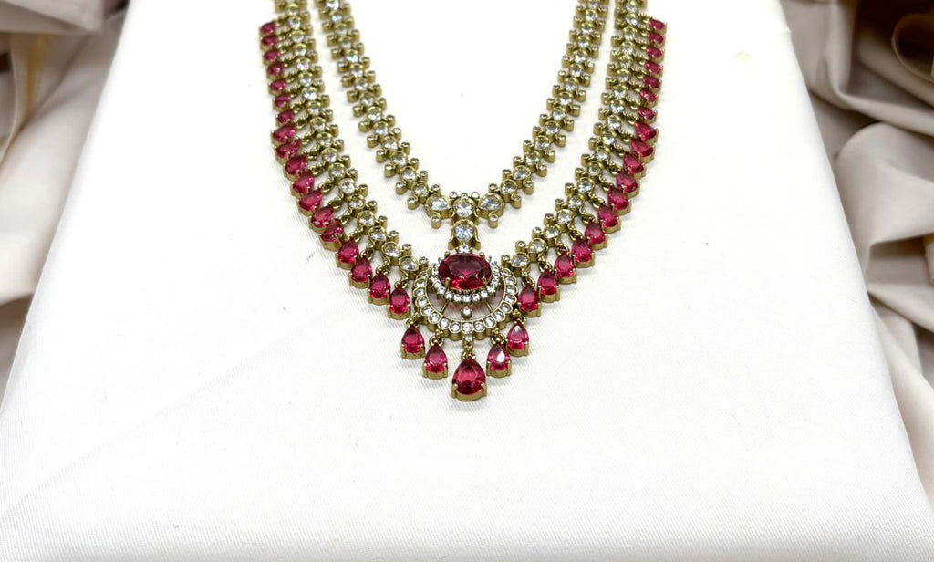 Victorian Red Stone's Two steps Long Necklace