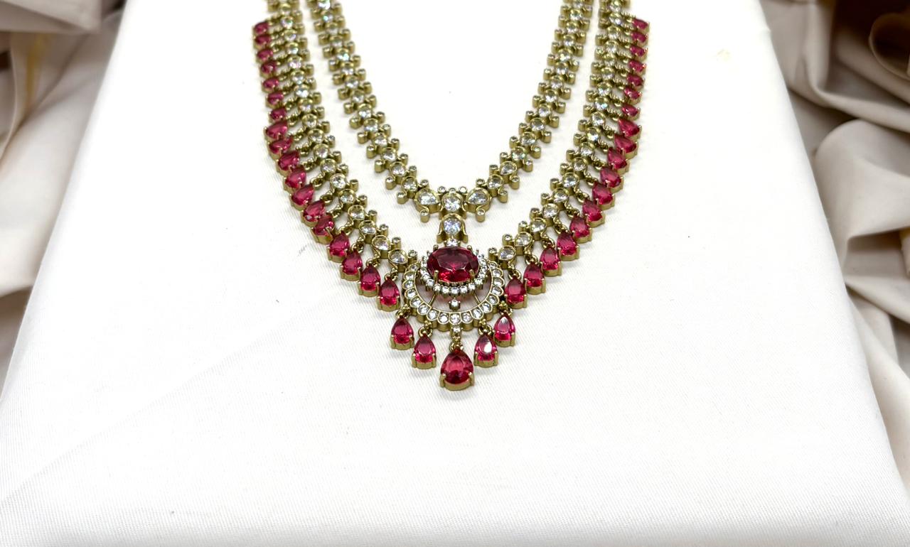 Victorian Red Stone's Two steps Long Necklace