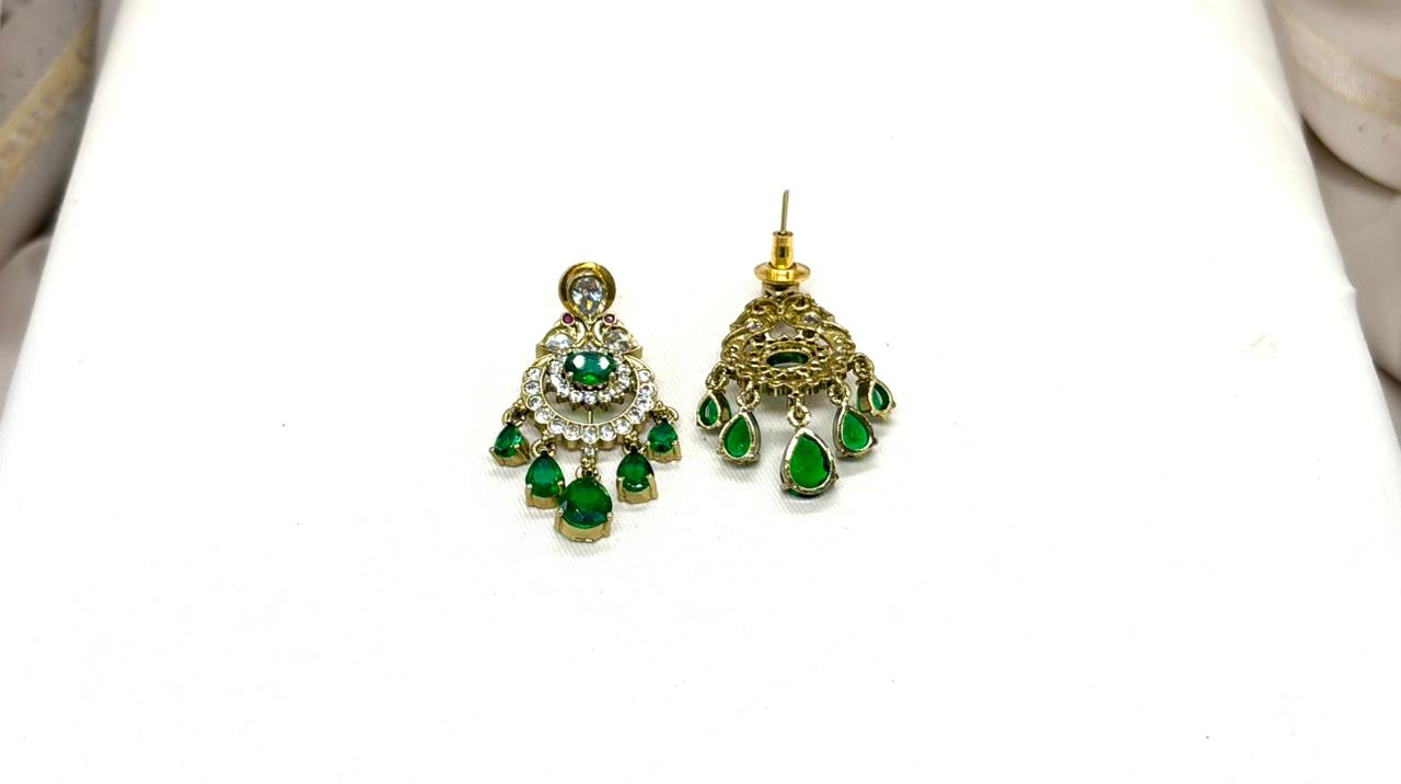 Victorian Green Stone's Two steps Long Necklace