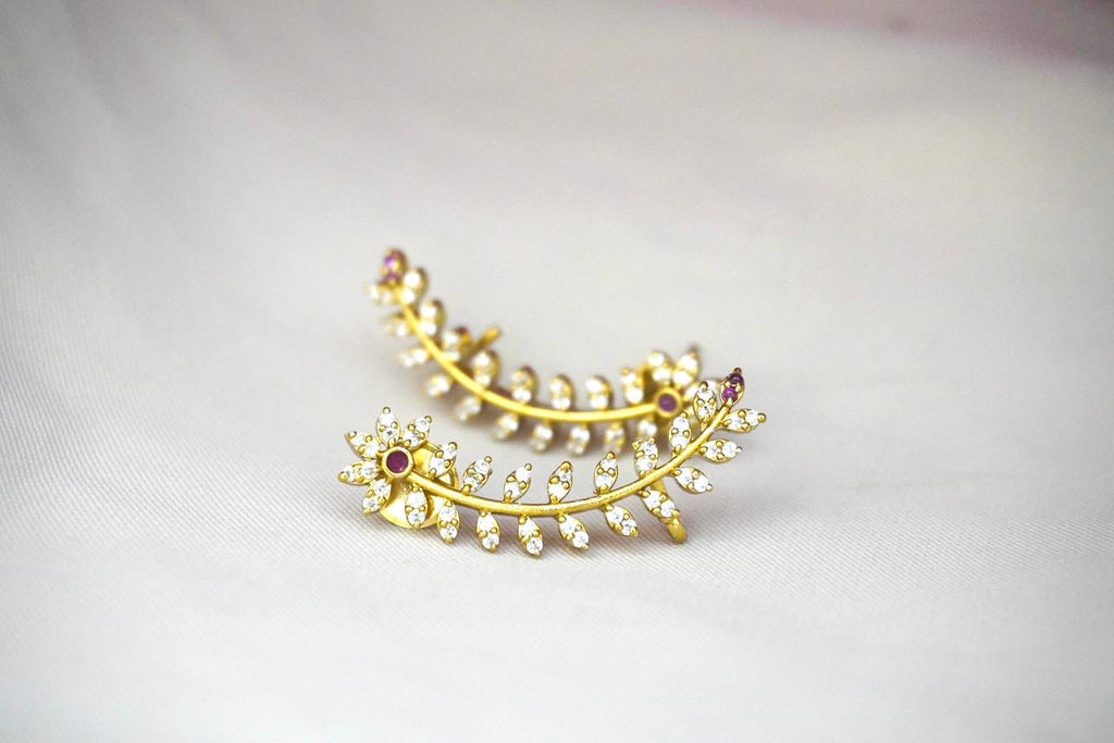 Gold finishing with white stones Earring