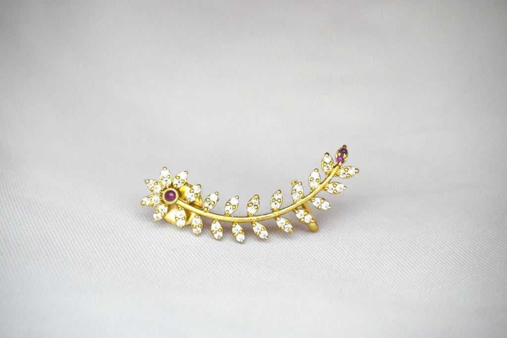 Gold finishing with white stones Earring