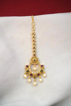 Matte finishing with Red & Green Stones Maang-Tikka