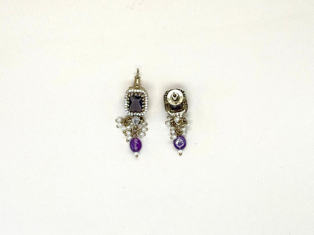 Victorian Short Necklace With Moissanite Purple stone