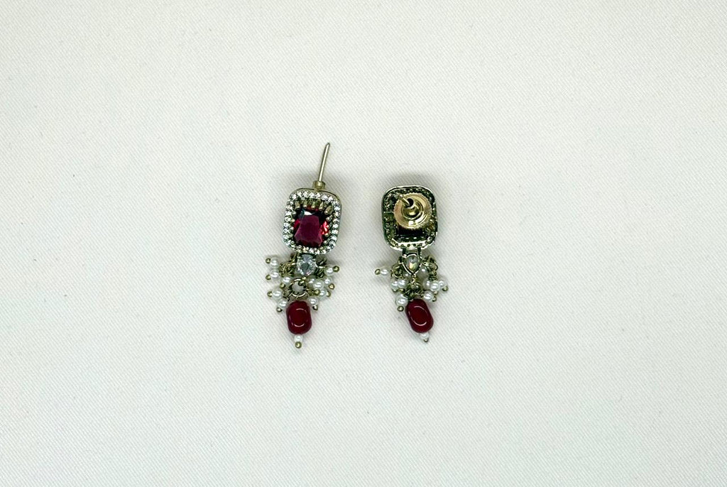 Victorian Short Necklace With Moissanite Red stone