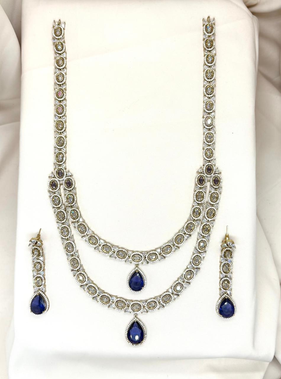 Victorian Two Steps With purple Stone Long Necklace