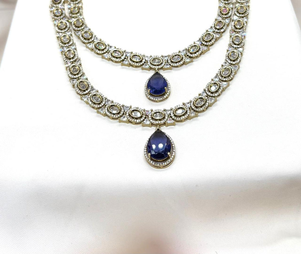 Victorian Two Steps With purple Stone Long Necklace