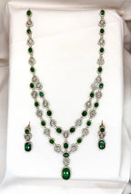 Victorian Two Steps With Green Stone's Long Necklace