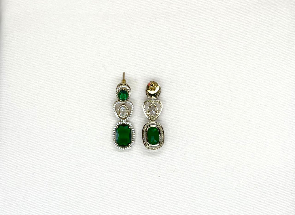 Victorian Two Steps With Green Stone's Long Necklace