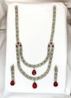 Victorian Two Steps With Red Stone Long Necklace