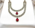 Victorian Two Steps With Red Stone Long Necklace