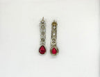 Victorian Two Steps With Red Stone Long Necklace