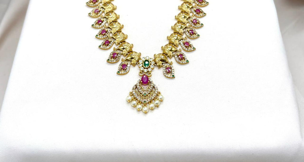 Matte finishing with Lord Ganesh Designed Long Haram