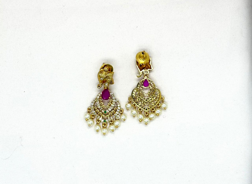 Matte finishing with Lord Ganesh Designed Long Haram