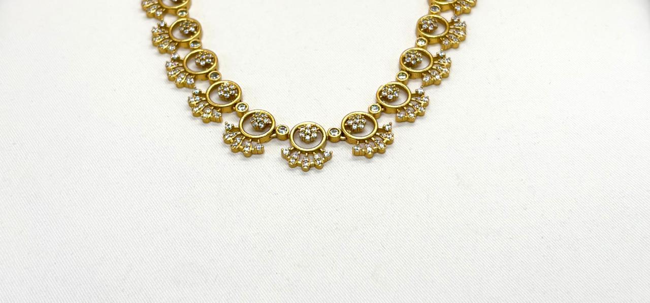 Matte finishing Designed With Small stones Short Necklace