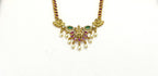 Matte finishing Pink Stones With Lord Lakshmi Short Necklace