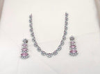 Silver finishing Baby-Pink Stone Short Necklace