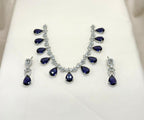 Silver AD Purple Stones Short Necklace