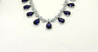 Silver AD Purple Stones Short Necklace
