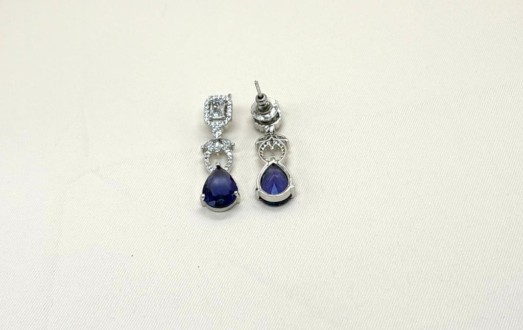 Silver AD Purple Stones Short Necklace