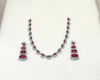 Silver finishing Red Stone Short Necklace