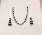 Silver finishing Green Stone Short Necklace