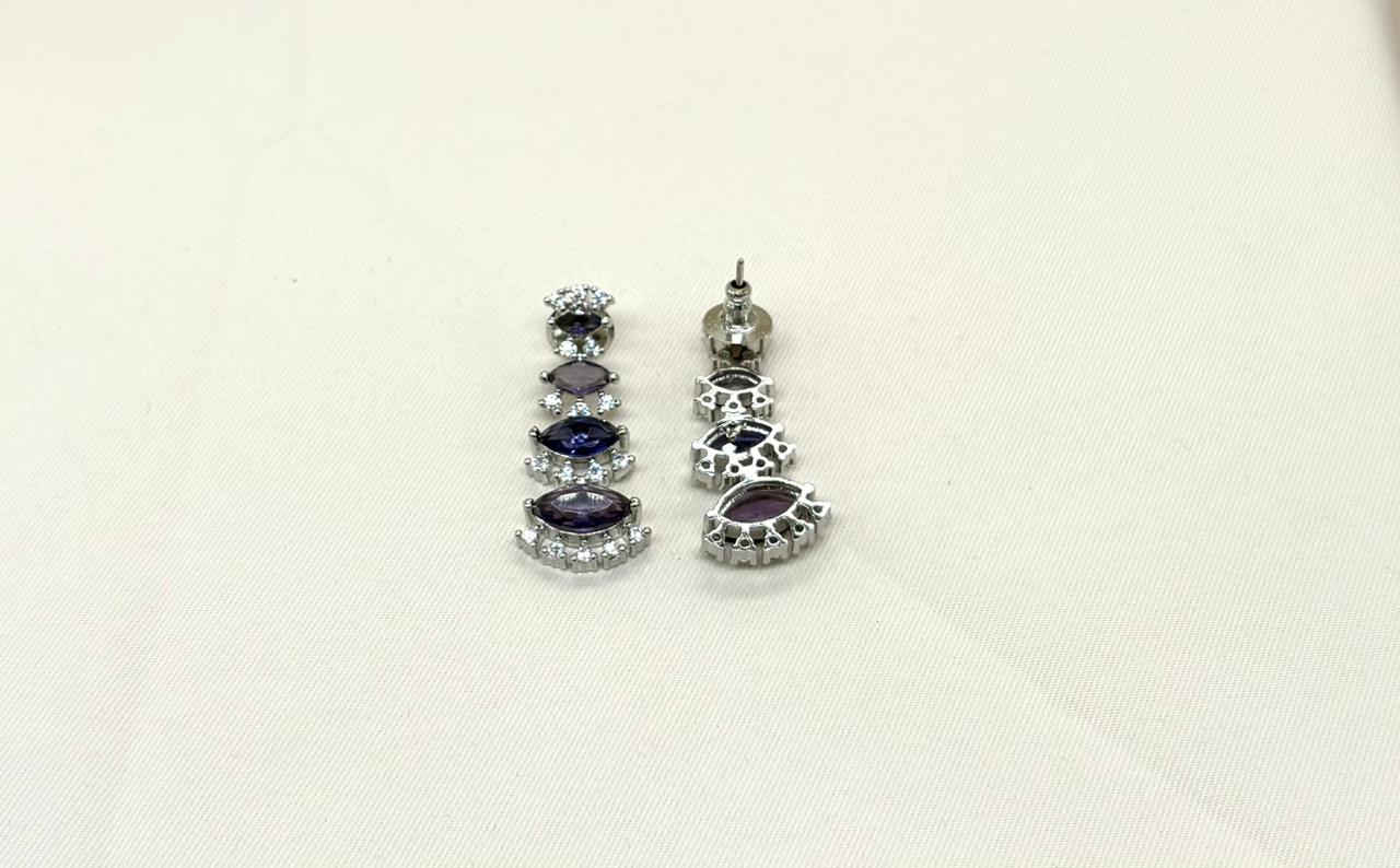 Silver finishing Purple Stone Short Necklace