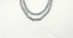 Silver Two Step's finishing white Stone's Short Necklace
