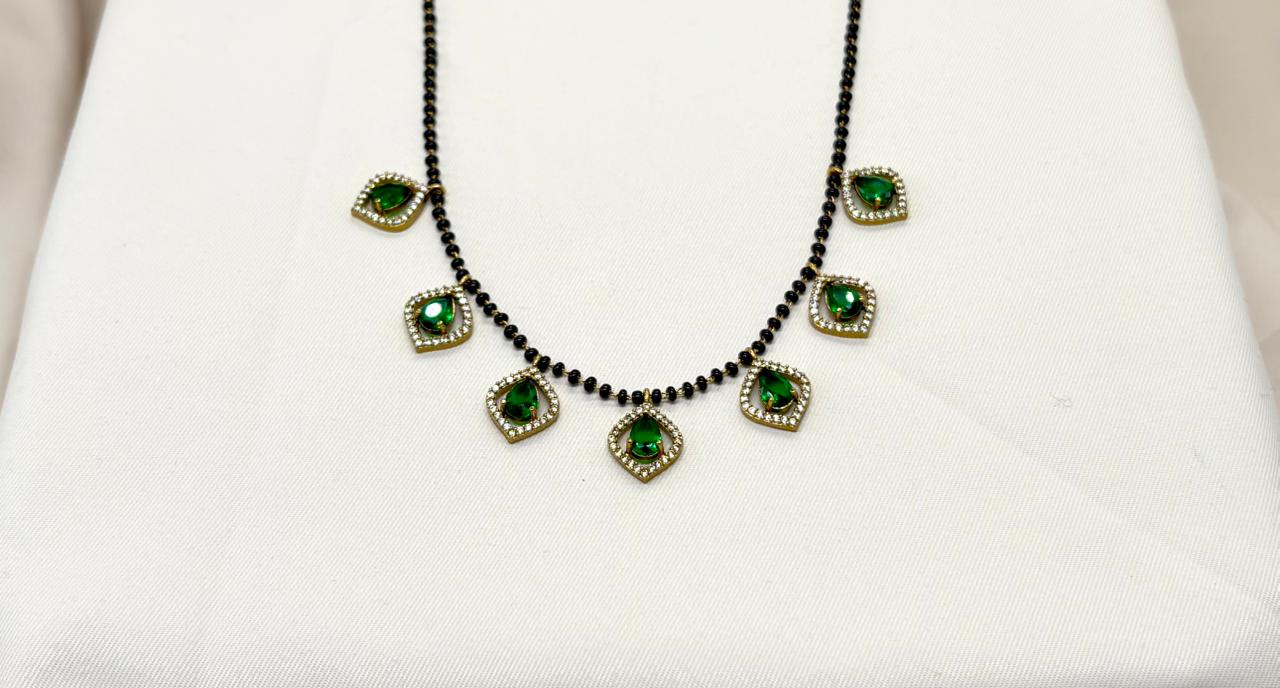 Mangalsutra With Green Stones