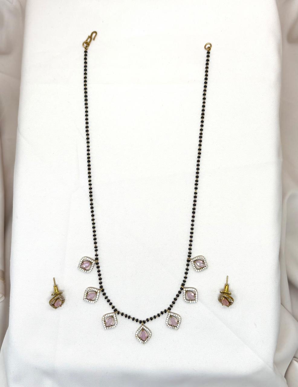 Mangalsutra With Baby-Pink Stones