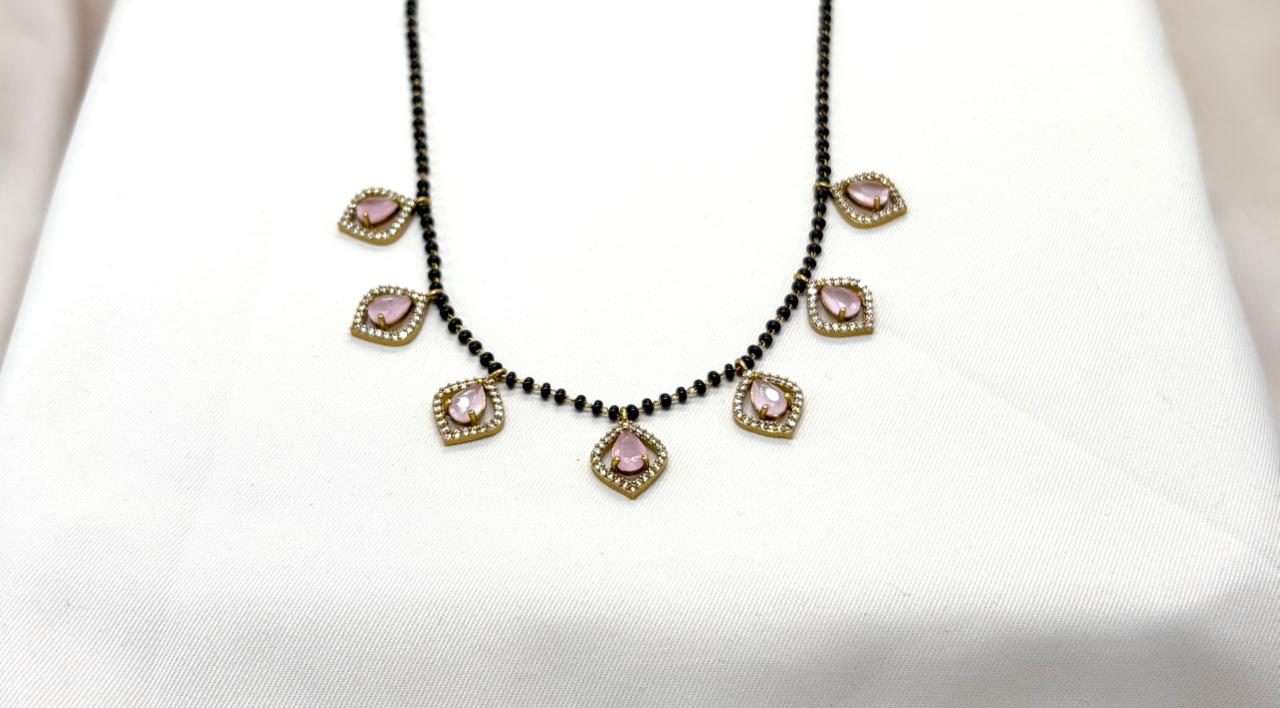 Mangalsutra With Baby-Pink Stones