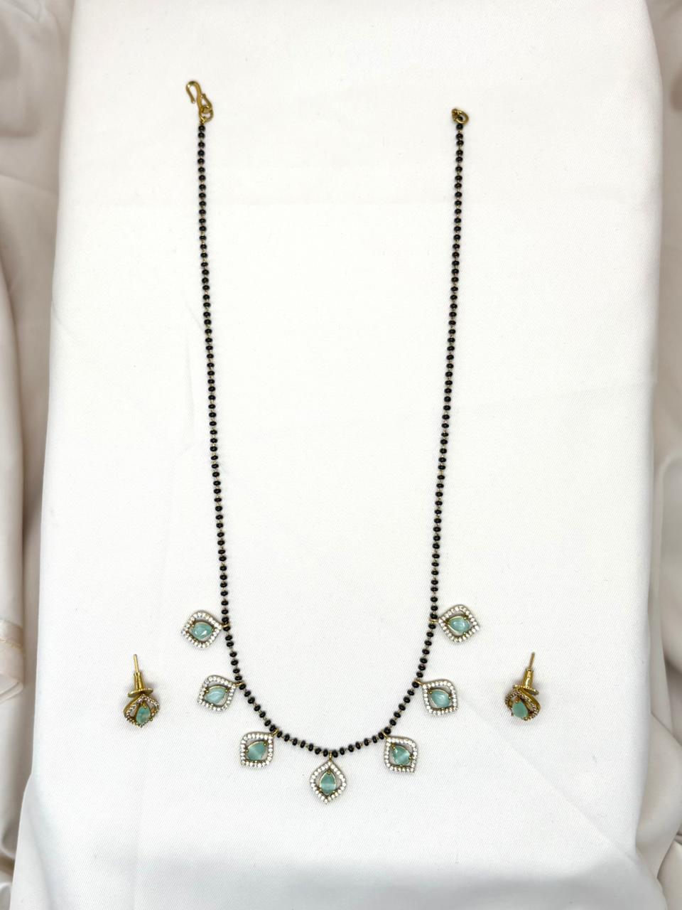 Mangalsutra With Mint-Green Stones