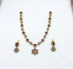 Matte finishing Flower Designed with Pink Stone's Short Necklace