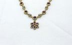 Matte finishing Flower Designed with Pink Stone's Short Necklace