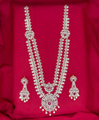 Gj polish layered Long Necklace With Pink Stone