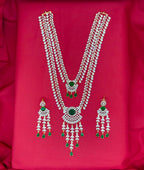 Gj polish Green stone Two Layered Long Necklace