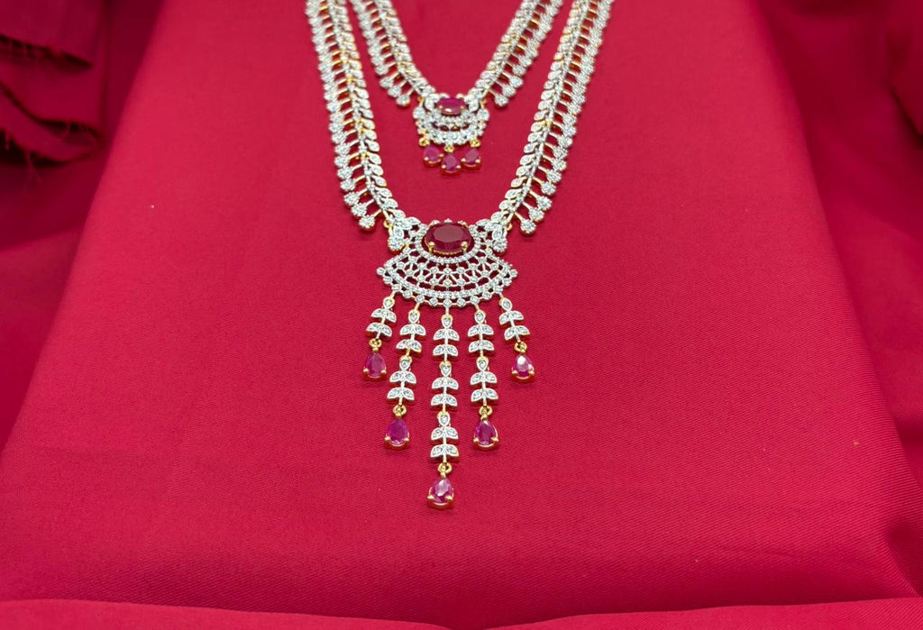 Gj polish Pink stone Two Layered Long Necklace