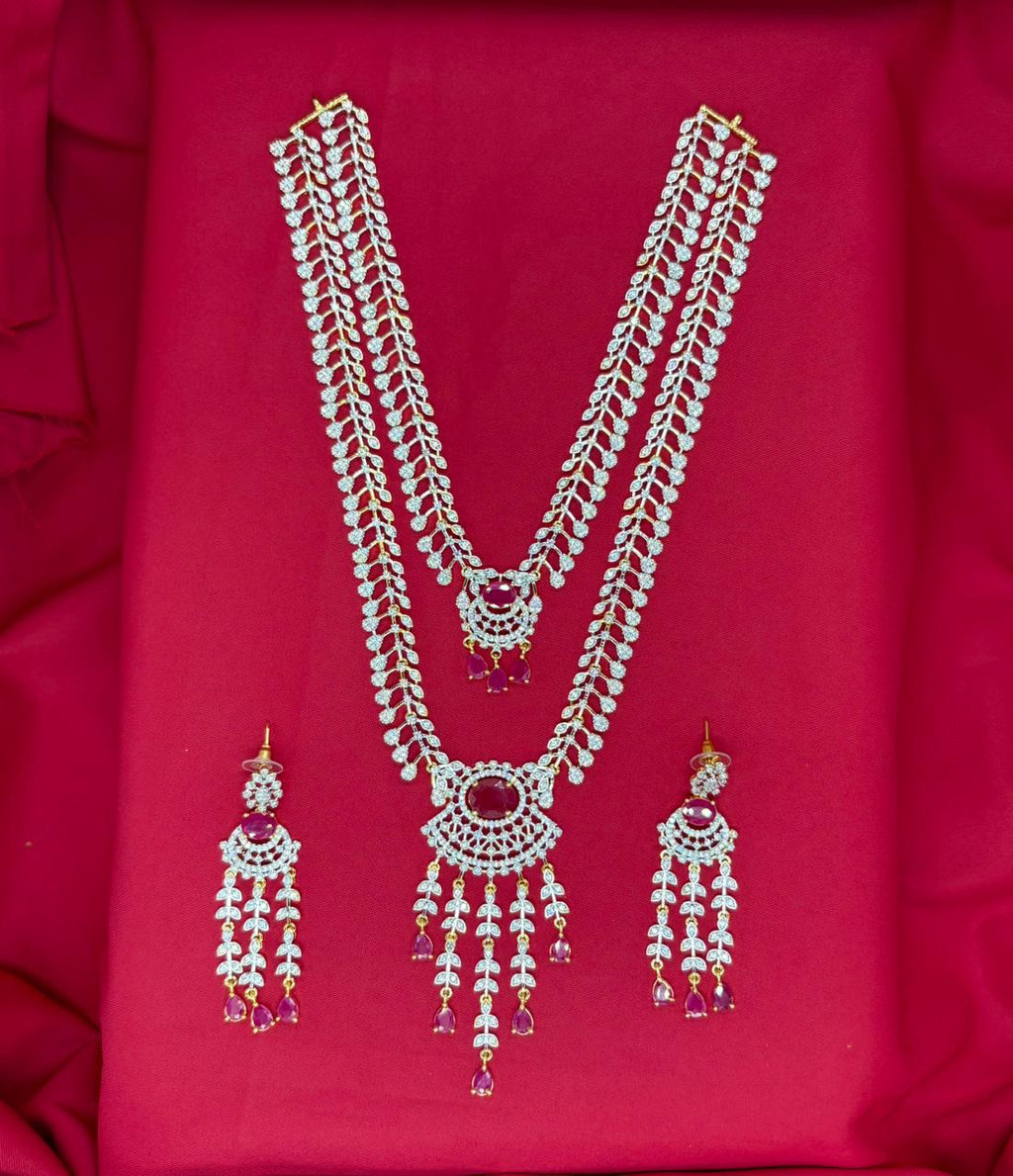 Gj polish Pink stone Two Layered Long Necklace
