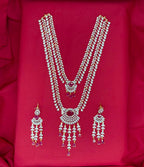 Gj polish Pink stone Two Layered Long Necklace